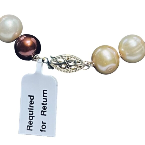 Vintage Shades of Brown Freshwater Pearl Necklace And Bracelet Set (5967) - Picture 6 of 10